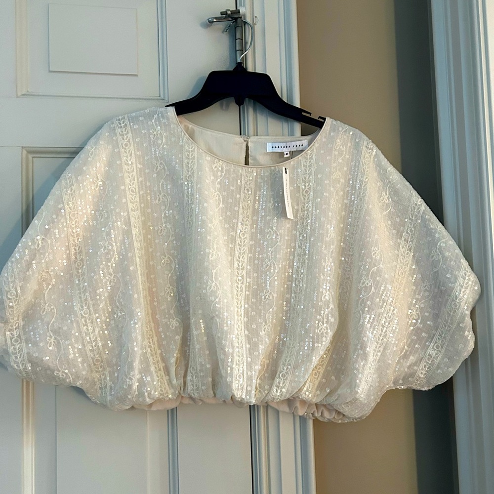 Anthropologie Endless Rose Sequins Bubble Top NWT
